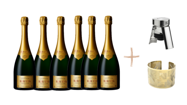 Zestaw 6 Krug Grand Cuvee + bransoletka i stopper Maison Krug